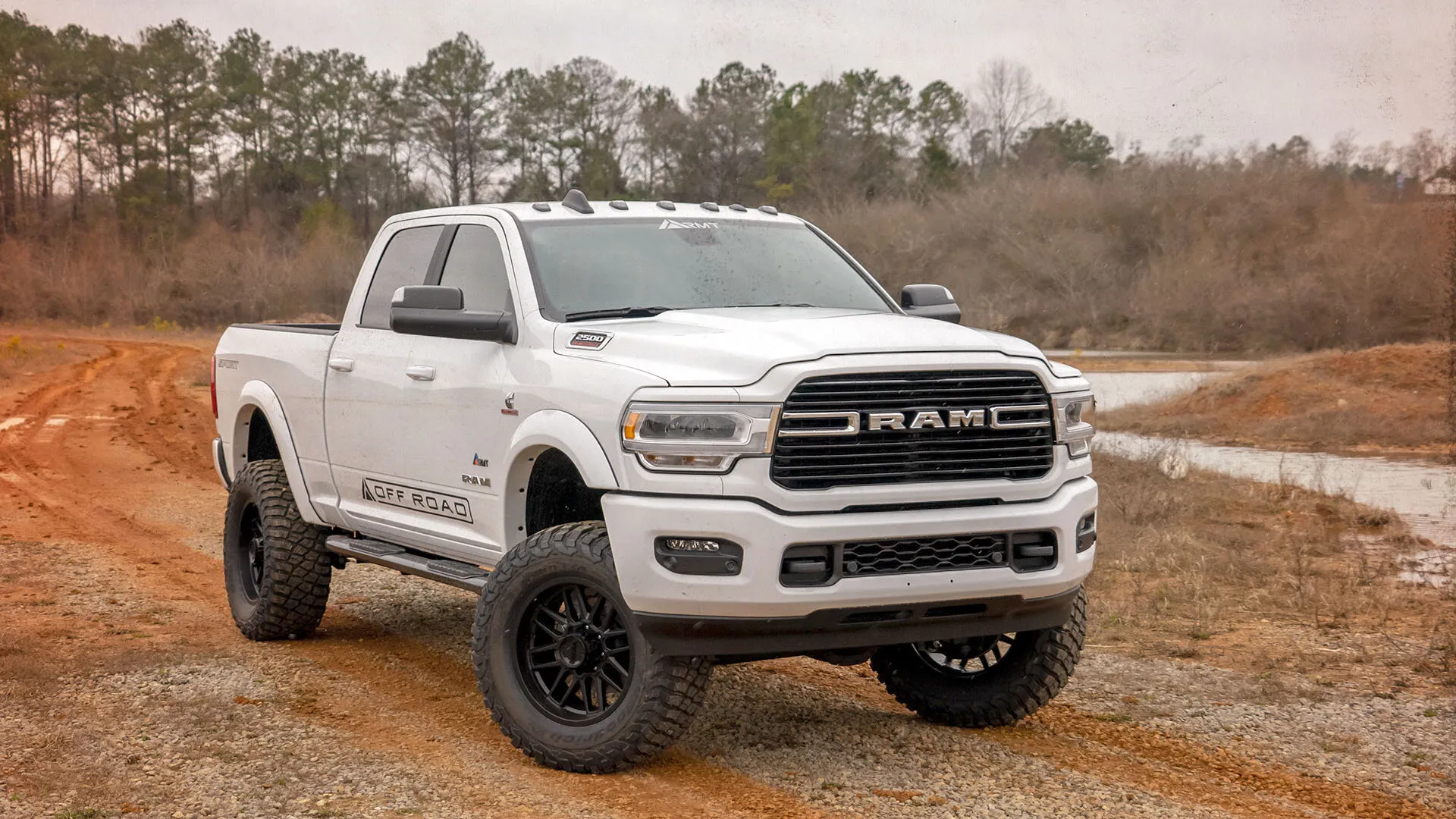 Lifted RAM truck off-roading