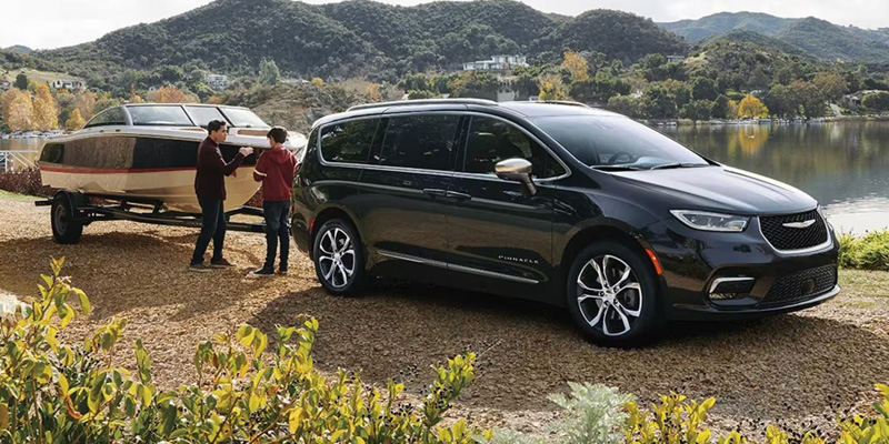 2026 Chrysler Pacifica towing a boat
