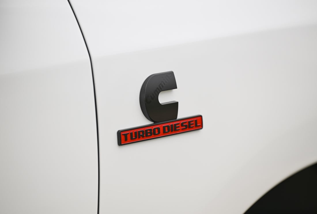 Detailed view of a powerful Cummins Turbo Diesel engine block under the hood